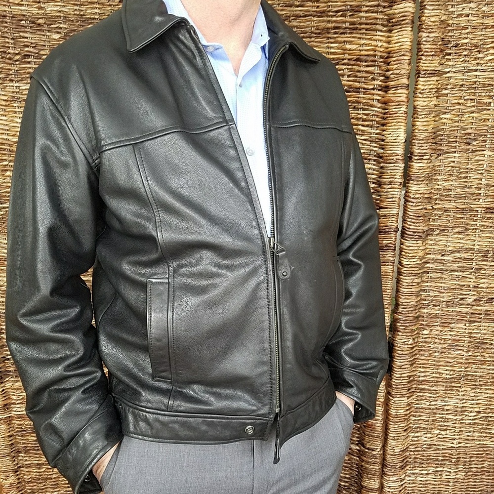 Black leather jacket